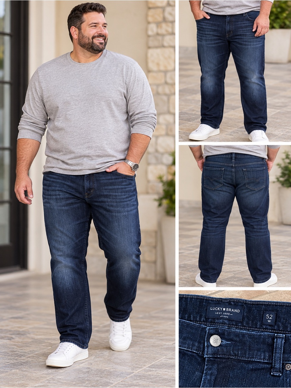 Lucky Brand Men’s Jeans 52x30 Dark Wash Relaxed Straight Leg Big & Tall Denim